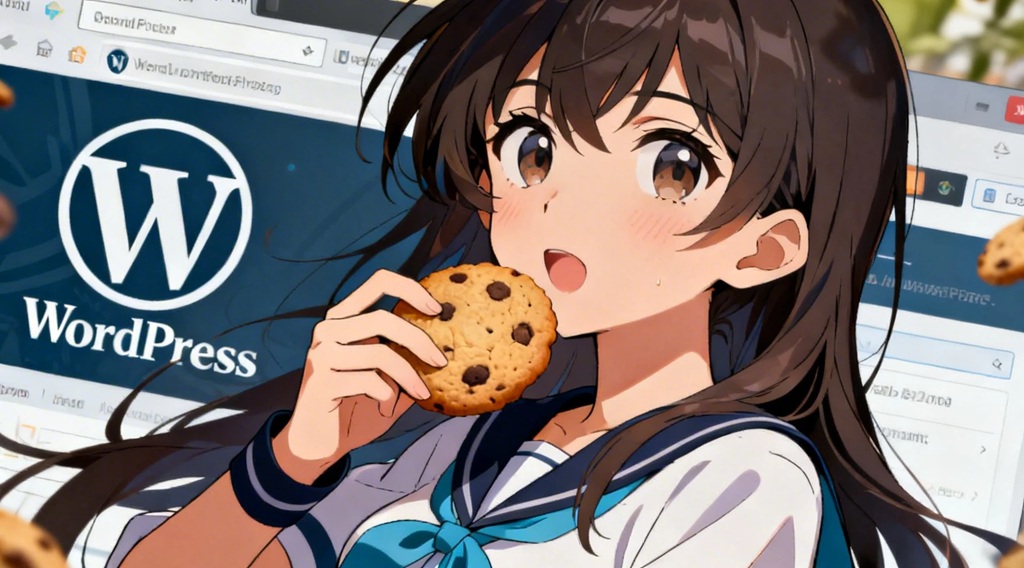 ブログ、クッキーを食べる女子