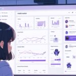 WordPressの統計情報を見ている女子