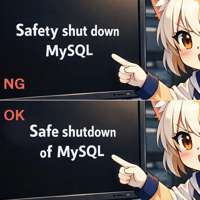 シャットダウンの英文比較（猫ガール）