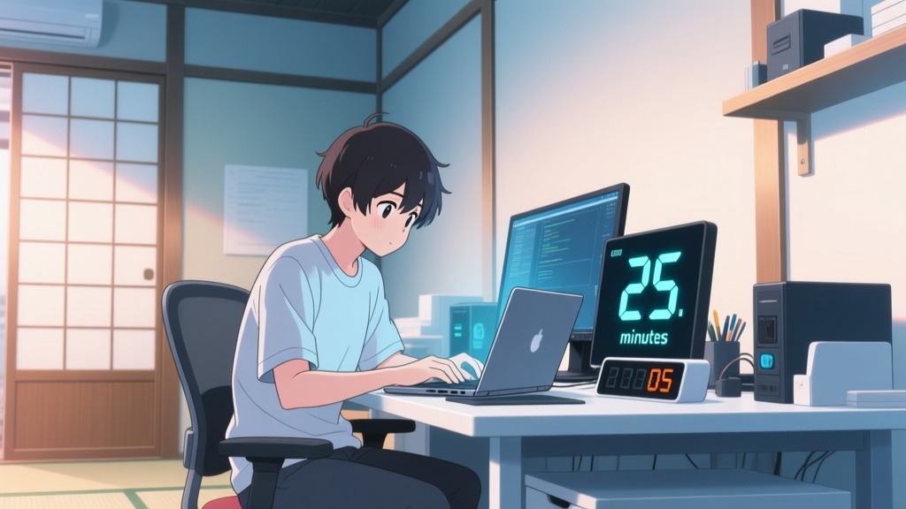 ポモドーロテクニックを使う男子